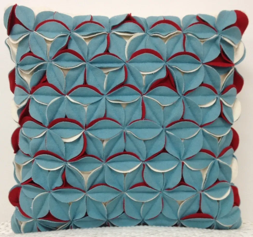Amelie Aqua Blue & Red 3D Texture Cushion Cover Amelie Aqua Blue & Red 3D Texture Cushion Cover
