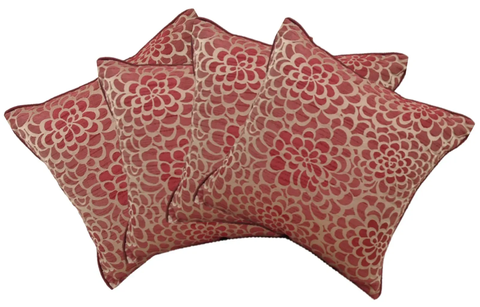 Pack of 4 Flower Marone Petal Design Square Cushion Covers Maroon Pack of 4 Flower Marone Petal Design Square Cushion Covers Maroon