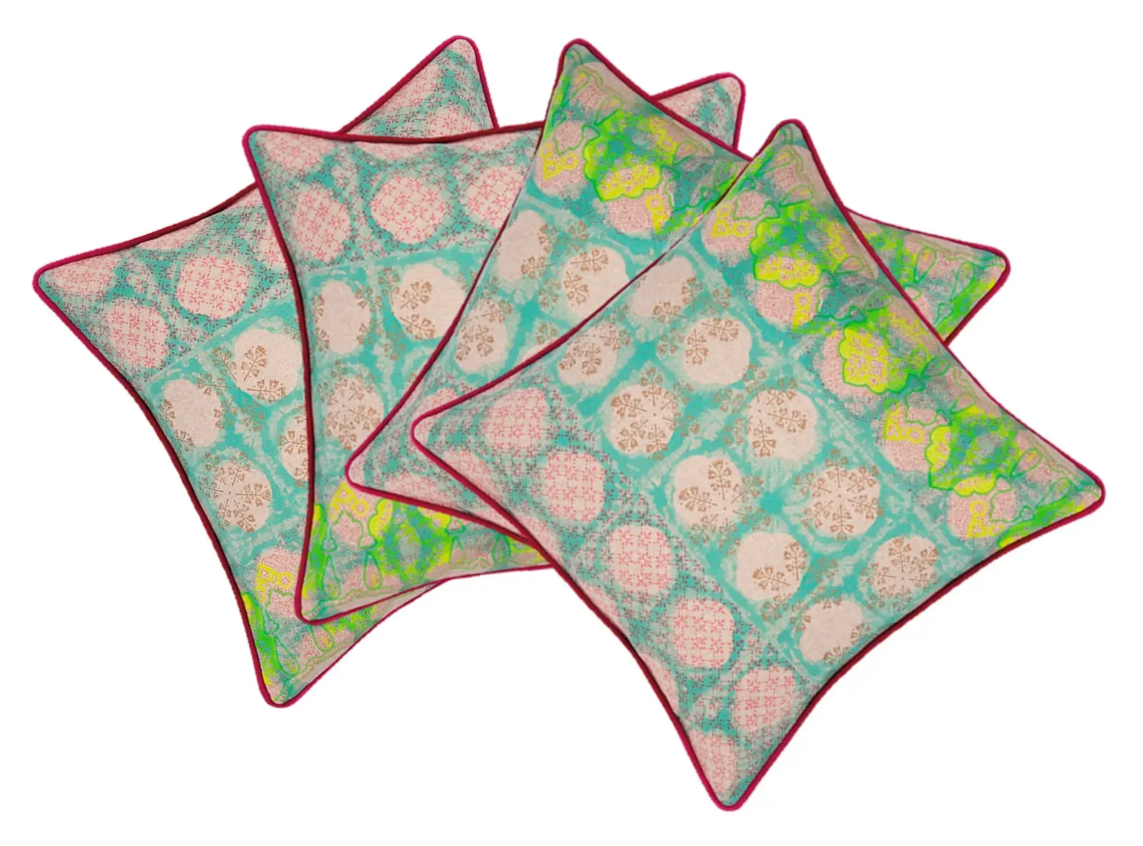 Pack of 4 Avia Fuchsia Cushion Covers Multicoloured Coloured Pack of 4 Avia Fuchsia Cushion Covers Multicoloured Coloured