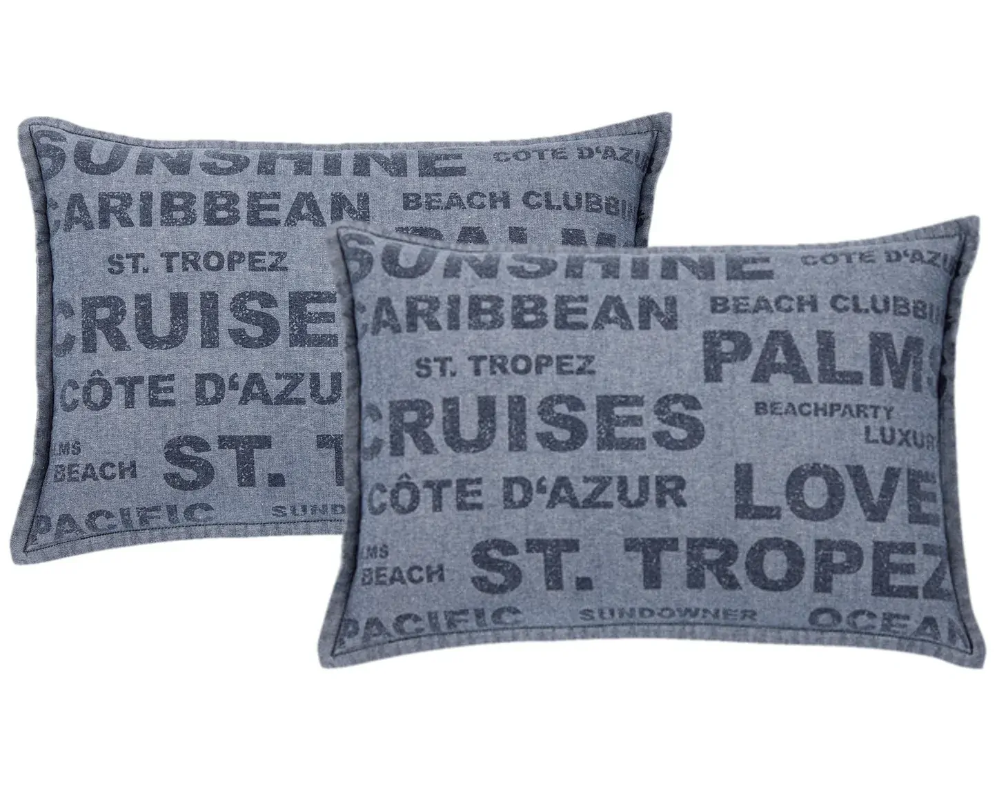 Pack of 2 Denim Sunshine Wording Cushion Cover Cruises, Caribbean, Love etc Pack of 2 Denim Sunshine Wording Cushion Cover Cruises, Caribbean, Love etc
