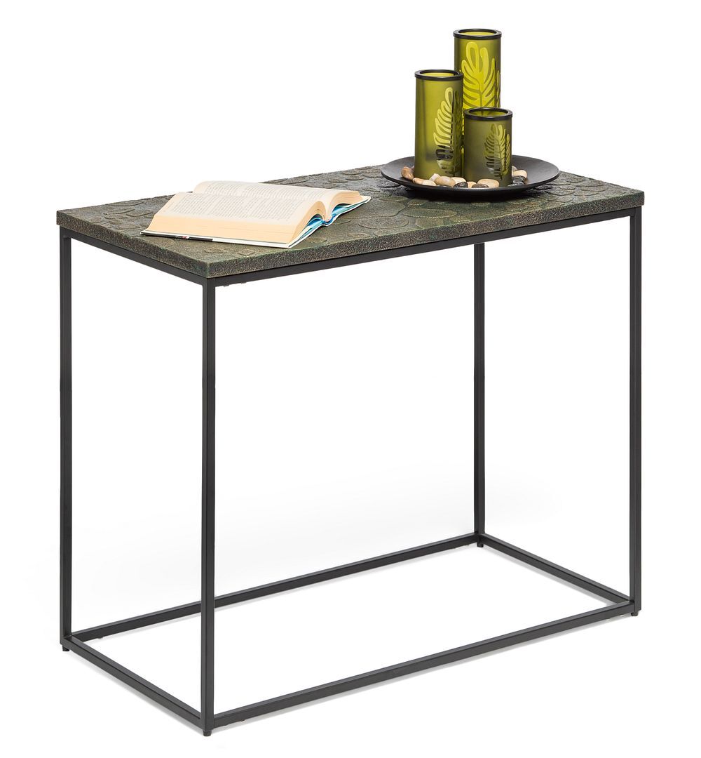Black Sofa Side Table with Textured Wood Top Black Sofa Side Table with Textured Wood Top