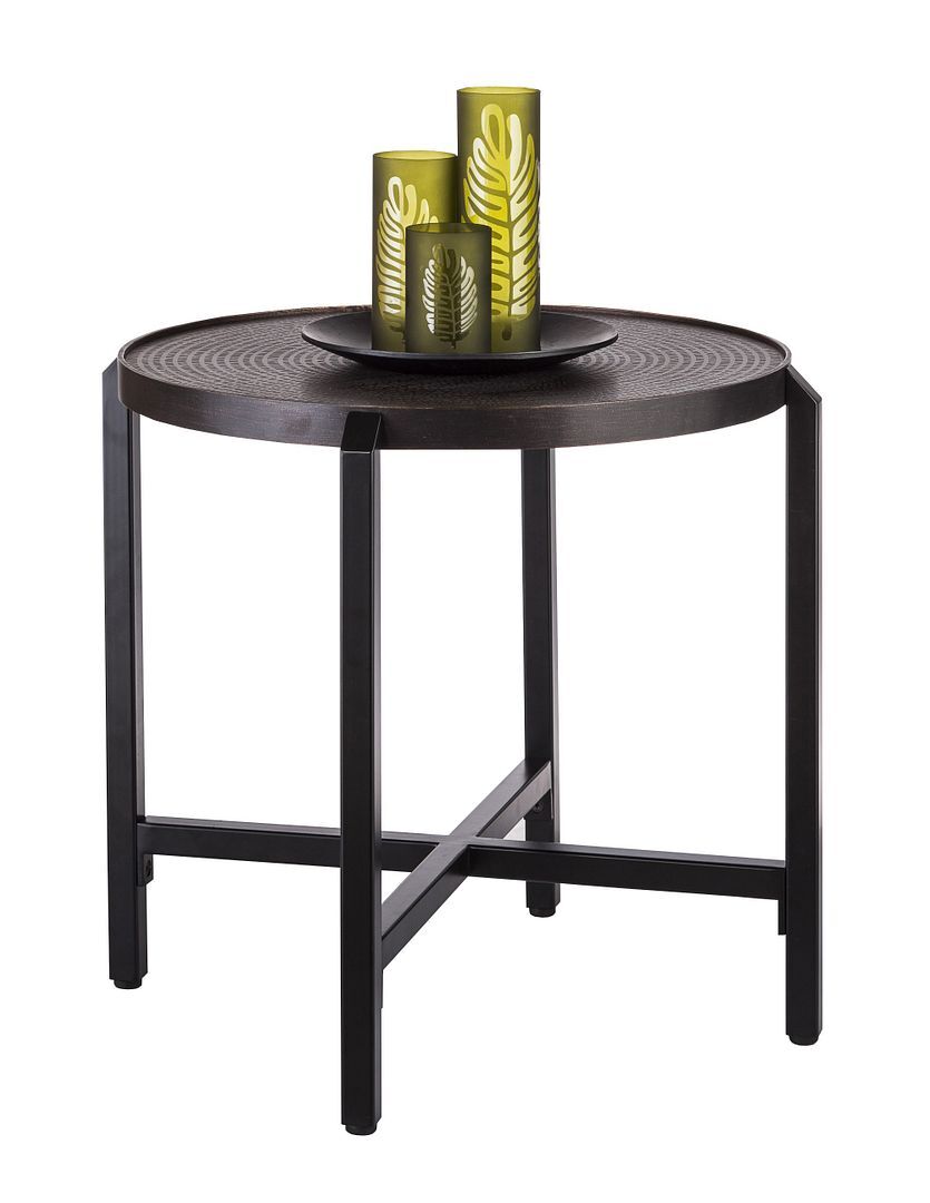 Small Round Iron Black Side Table with Copper Finish Top Small Round Iron Black Side Table with Copper Finish Top