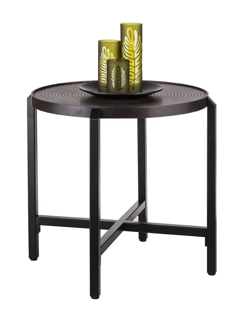 Jefferson Small Round Iron Black Side Table with Copper Finish Top Jefferson Small Round Iron Black Side Table with Copper Finish Top