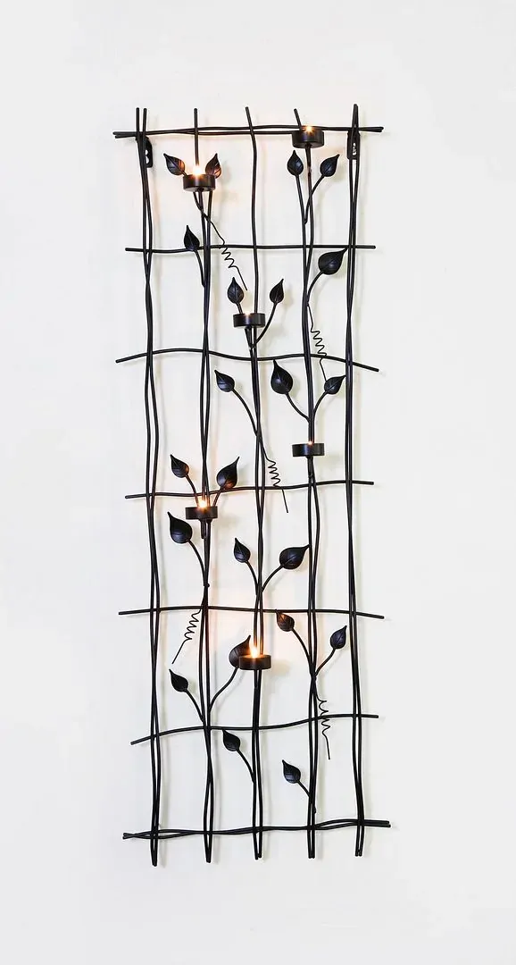 Leaf Style Black Tealight Candle Holders Wall Art Decor Leaf Style Black Tealight Candle Holders Wall Art Decor