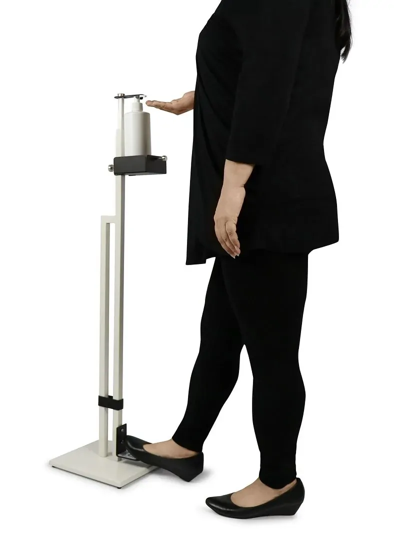 Lirash Touch Free Hand Sanitiser Dispenser Station Floor Stand Foot Operated - White Black Lirash Touch Free Hand Sanitiser Dispenser Station Floor Stand Foot Operated - White Black