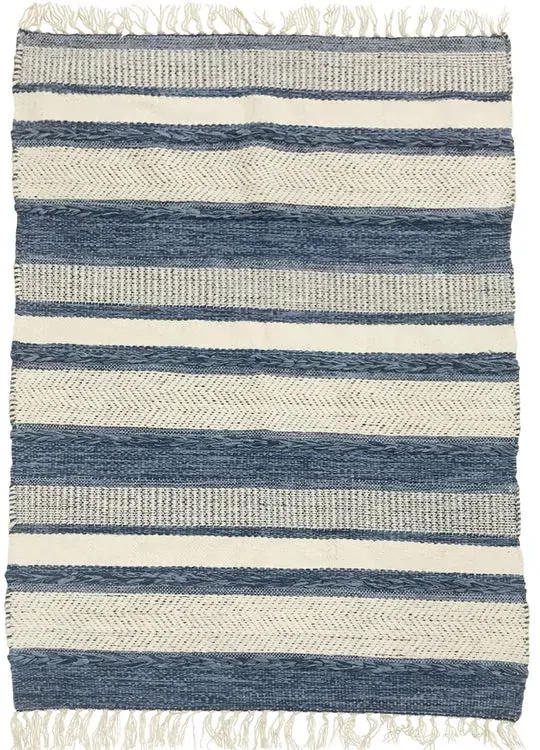 Striped blue/white cotton kilim rug 90x150 cm Striped blue/white cotton kilim rug 90x150 cm
