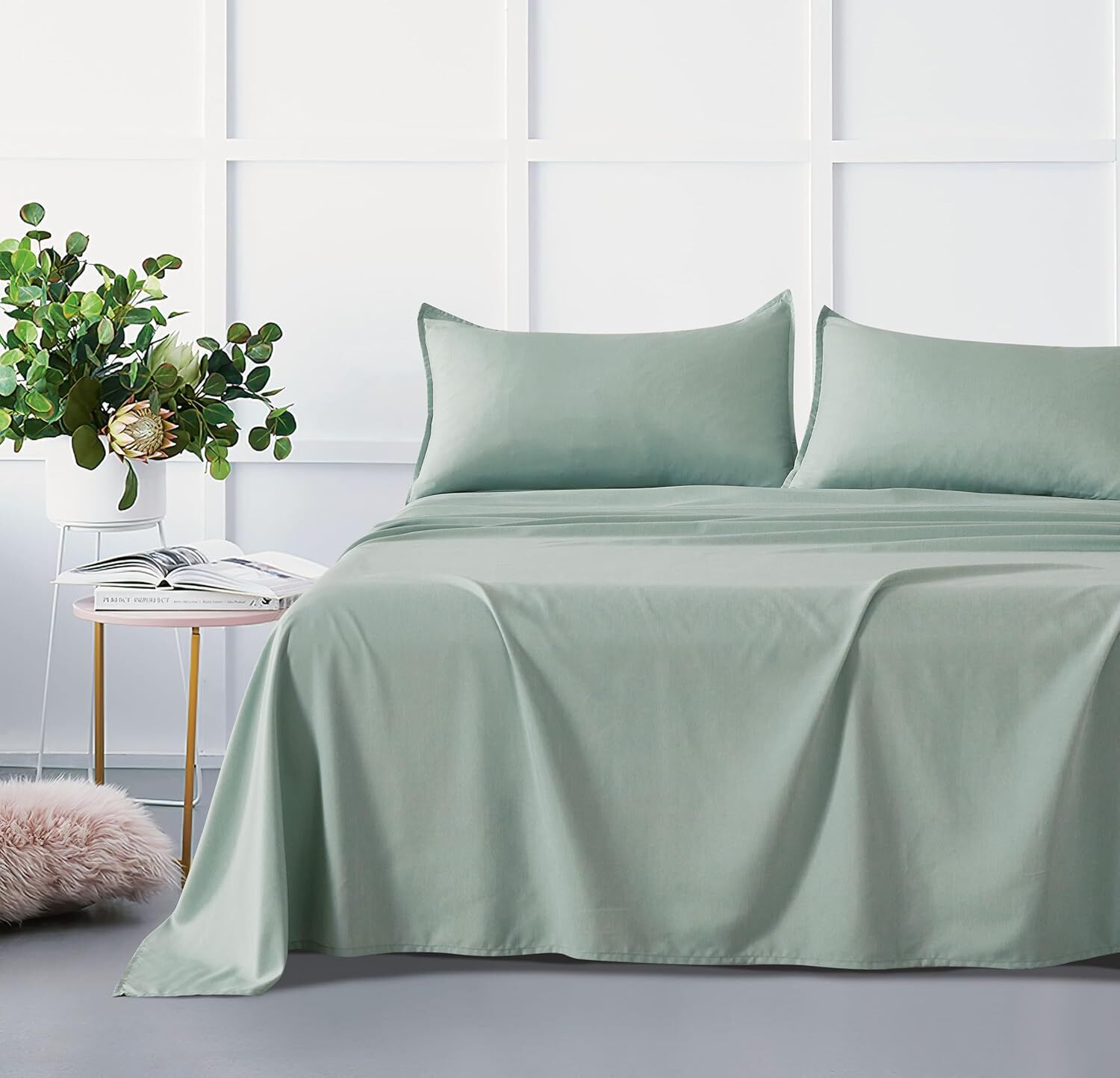 Bamboo Microfibre Sheet Set - Sage Green - Double Bamboo Microfibre Sheet Set - Sage Green - Double