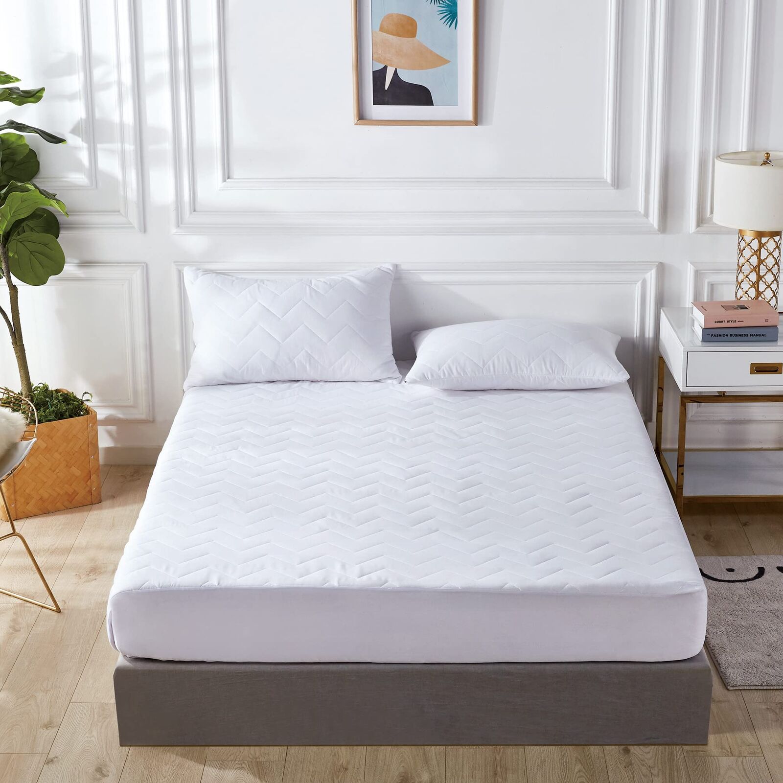 100% Ultra-Soft Cotton Quilted Anti-Microbial Mattress Cover Protector - White - Queen Size 100% Ultra-Soft Cotton Quilted Anti-Microbial Mattress Cover Protector - White - Queen Size
