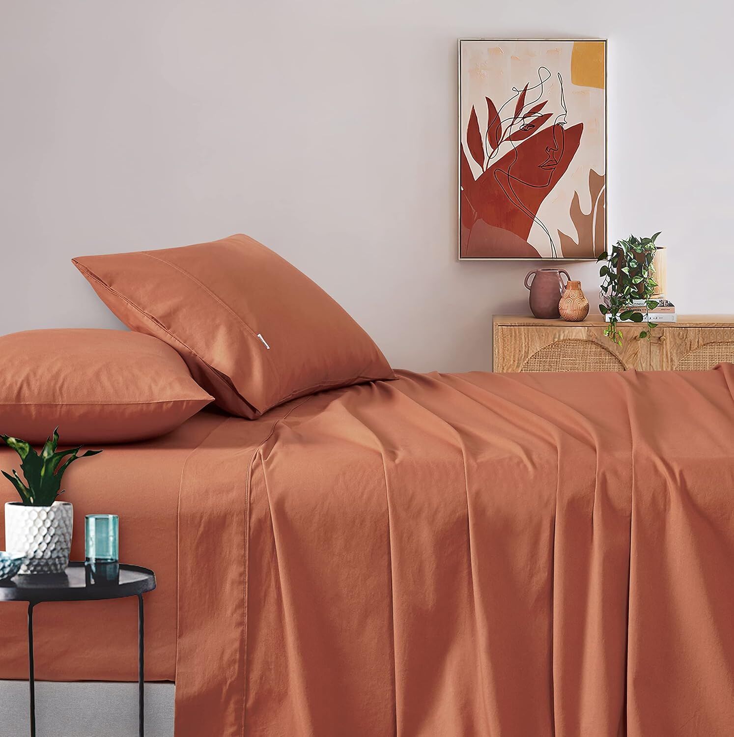 Gioia Casa Vintage Washed 100% Cotton Sheet Set with 2 Pillowcases - Brick - King Size Gioia Casa Vintage Washed 100% Cotton Sheet Set with 2 Pillowcases - Brick - King Size