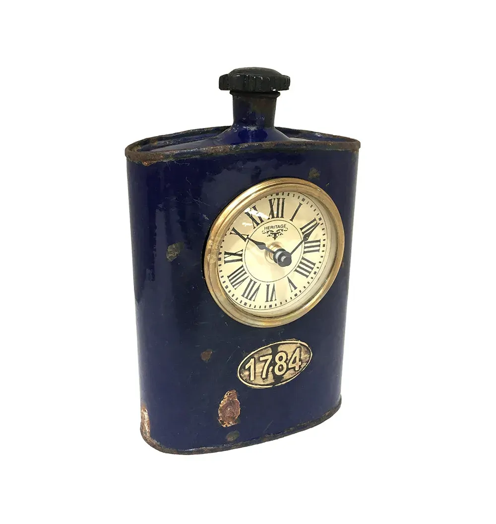 Table Clock - Old Iron Drinking Flask Table Clock - Old Iron Drinking Flask