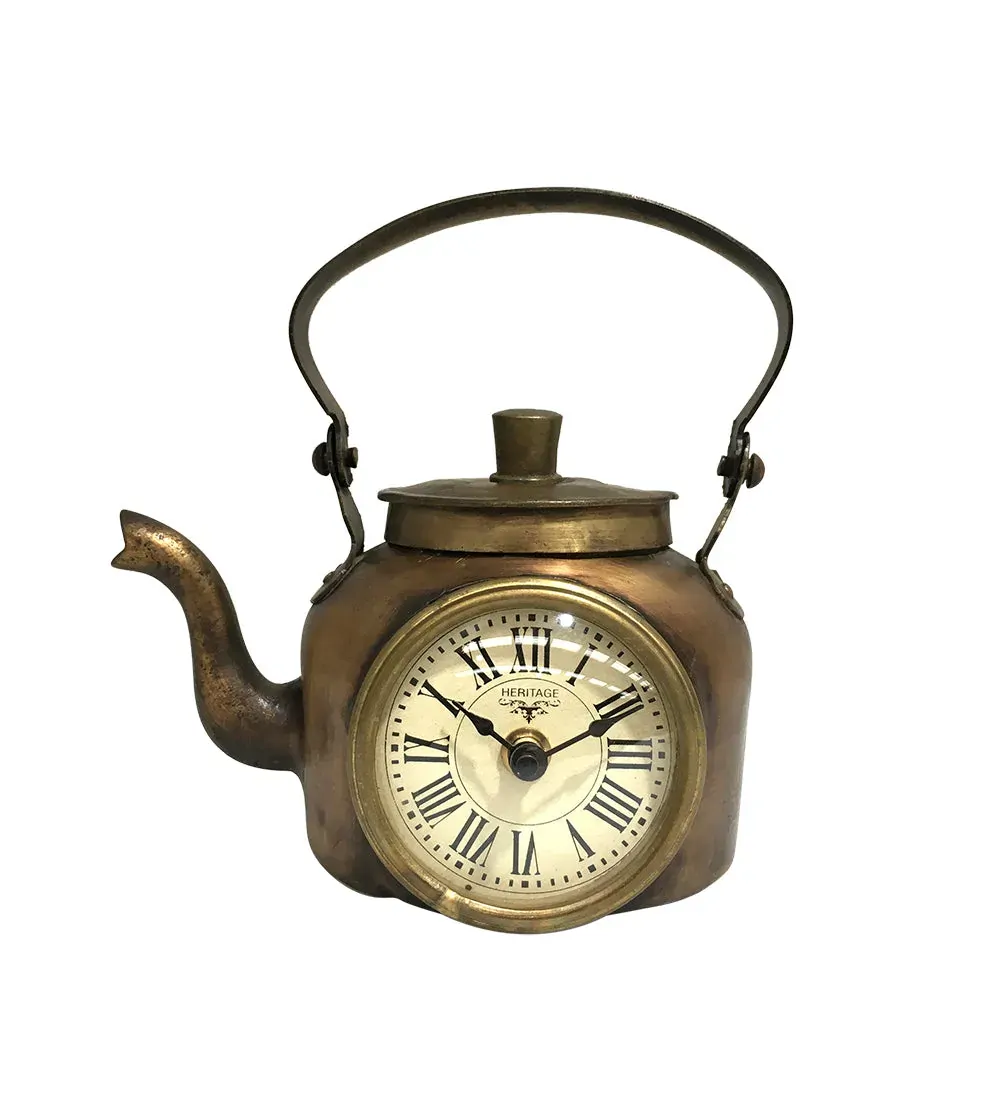 Table Clock - Old Brass Tea Kettle Table Clock - Old Brass Tea Kettle