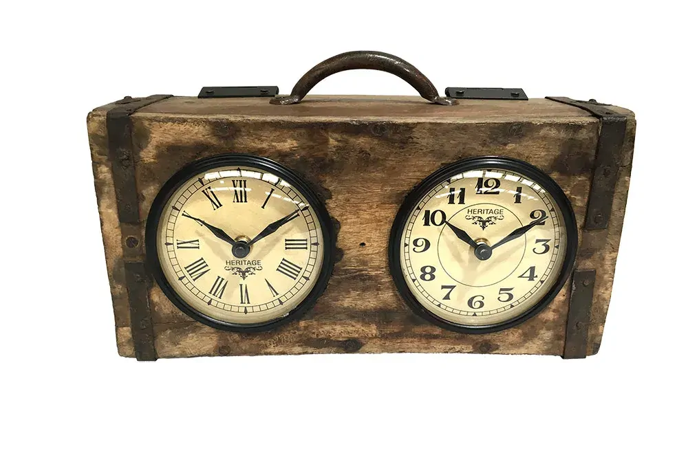 Table Clock - Brick Mould Dual Dial Table Clock - Brick Mould Dual Dial