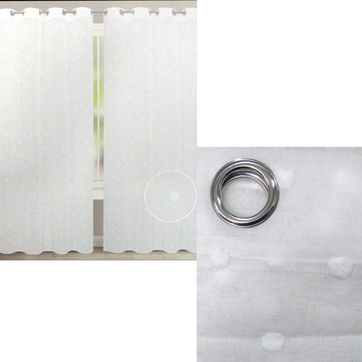 Bubble White Pair of Sheer Eyelet Curtains 140 x 223cm Bubble White Pair of Sheer Eyelet Curtains 140 x 223cm