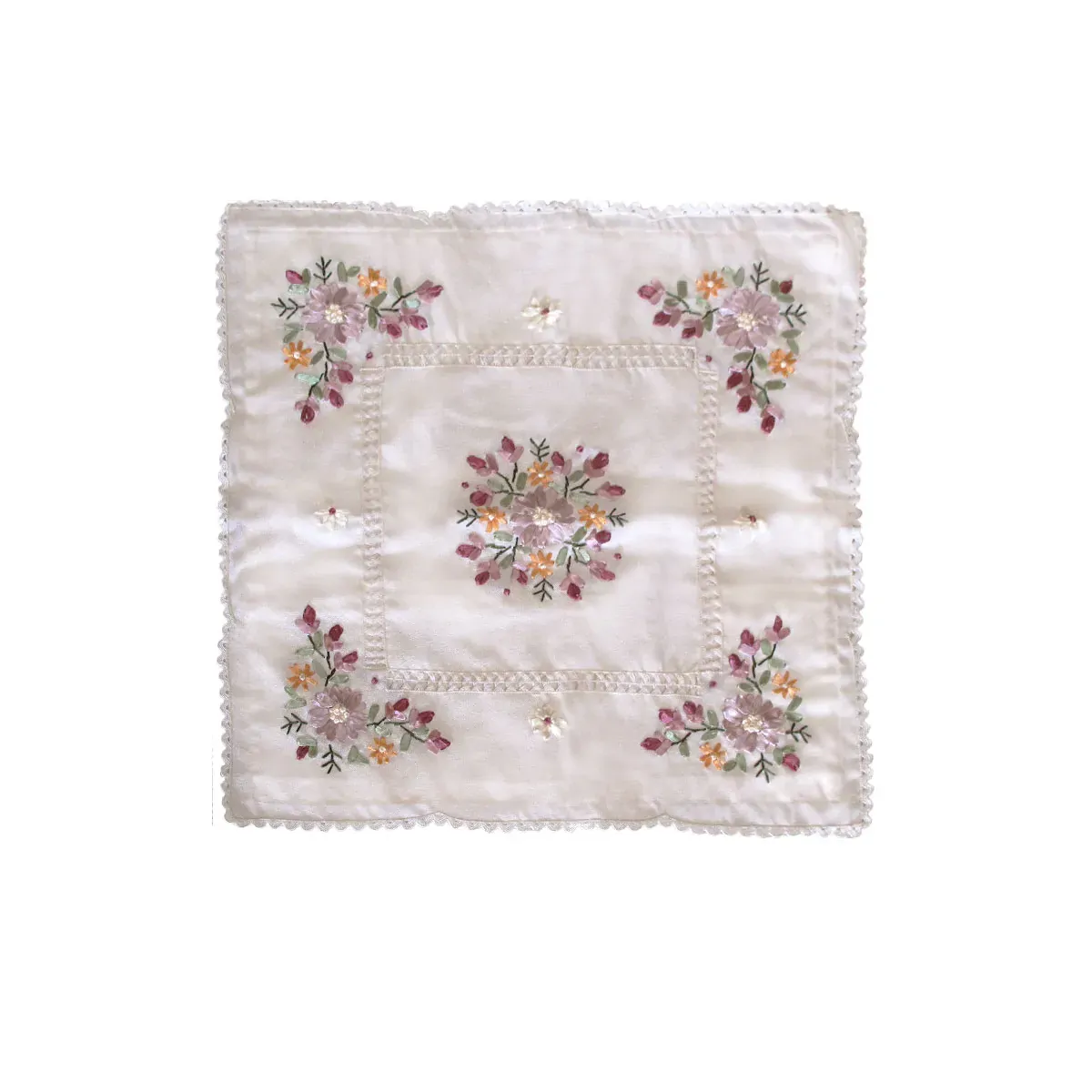 Victoriana White Applique Embroidered Cushion Cover 45 x 45 cm Victoriana White Applique Embroidered Cushion Cover 45 x 45 cm
