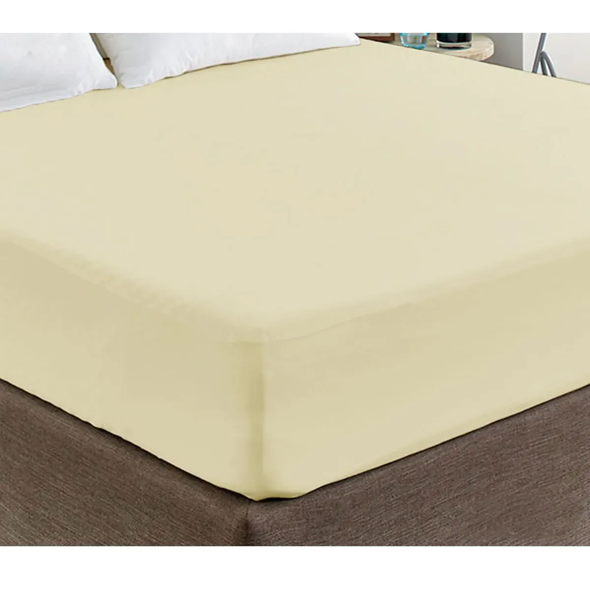 400TC Cream 100% Cotton Sateen Fitted Sheet King 400TC Cream 100% Cotton Sateen Fitted Sheet King