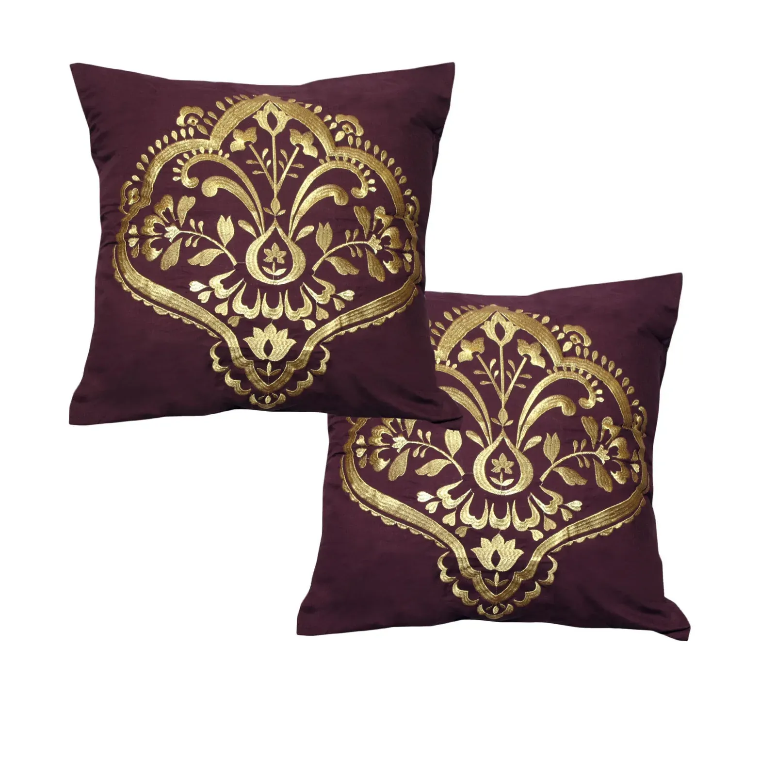 Pair of Oriental Style European Pillowcases Henna Plum Pair of Oriental Style European Pillowcases Henna Plum