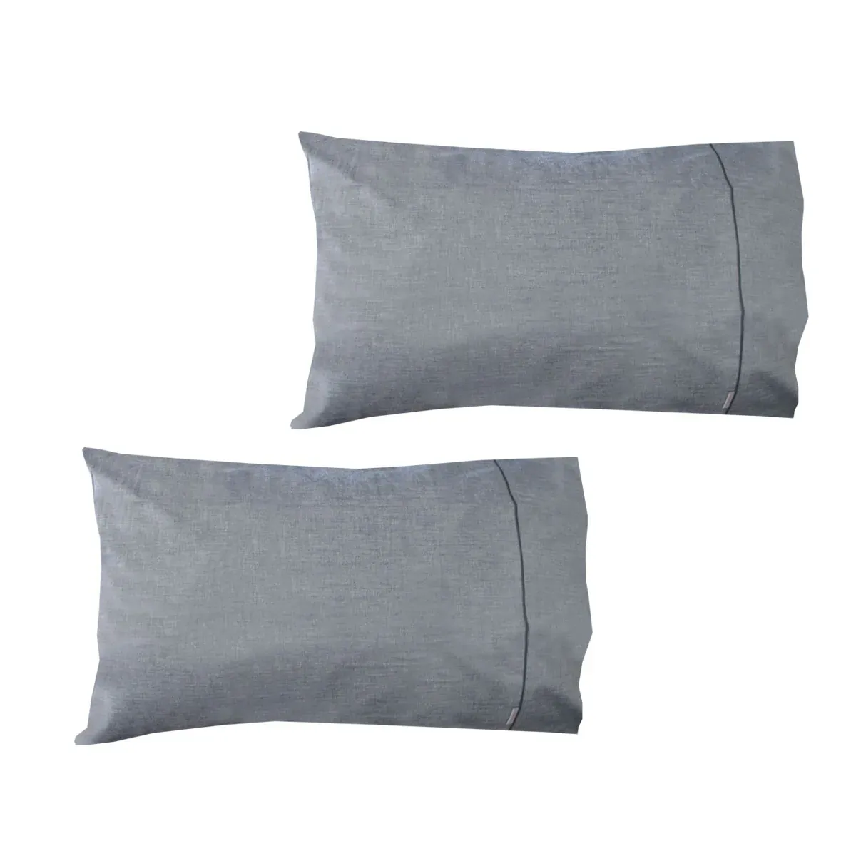 Pair of Chambray Charcoal Cotton Standard Pillowcases 48 x 73 cm Pair of Chambray Charcoal Cotton Standard Pillowcases 48 x 73 cm