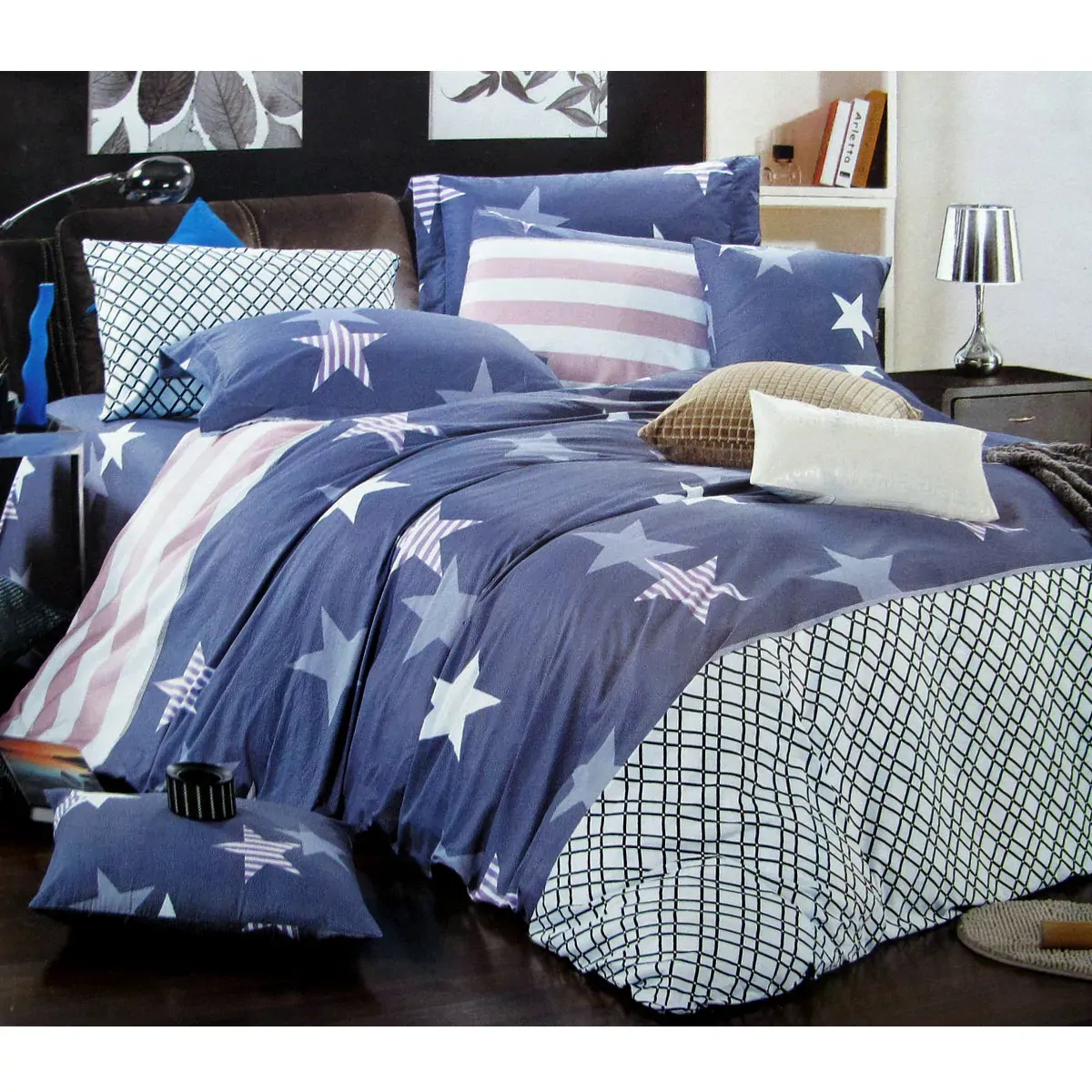 310TC Starry Love Cotton Printed Quilt Cover Set Single 310TC Starry Love Cotton Printed Quilt Cover Set Single