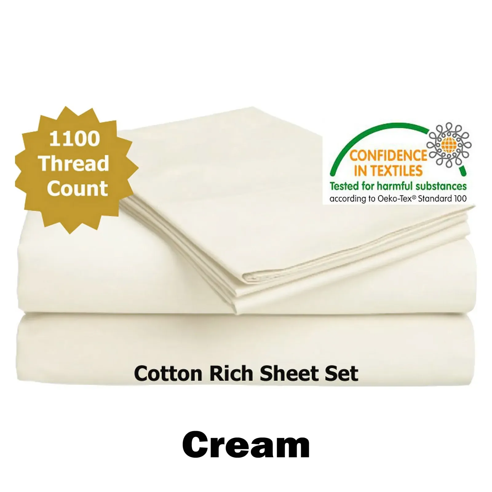 Accessorize 1100TC Cotton Rich Sheet Set Cream King Accessorize 1100TC Cotton Rich Sheet Set Cream King