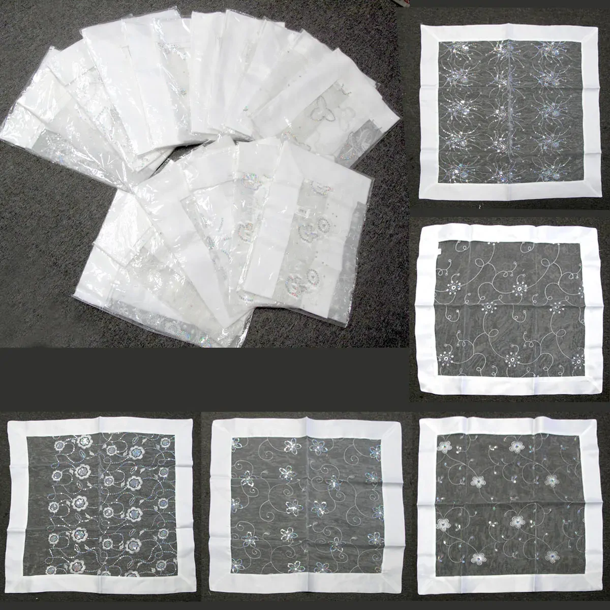 White Sequined Organza Glitter Table Cloth Topper 90 x 90 cm White Sequined Organza Glitter Table Cloth Topper 90 x 90 cm