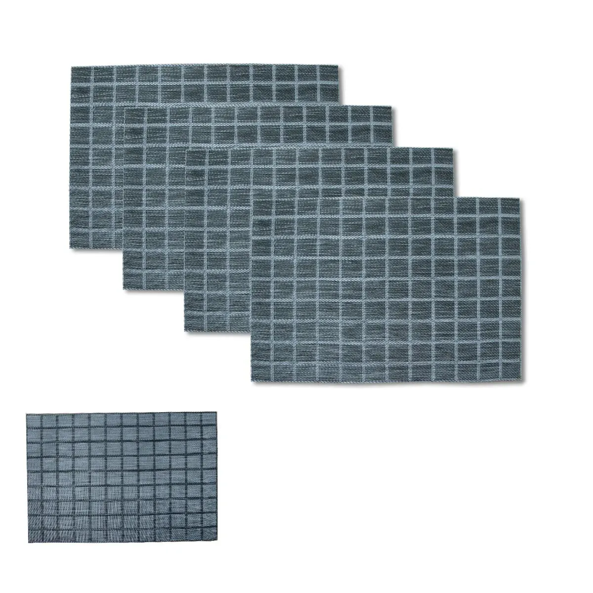 Set of 4 Reversible PVC Table Placemats Checkered Grey Set of 4 Reversible PVC Table Placemats Checkered Grey