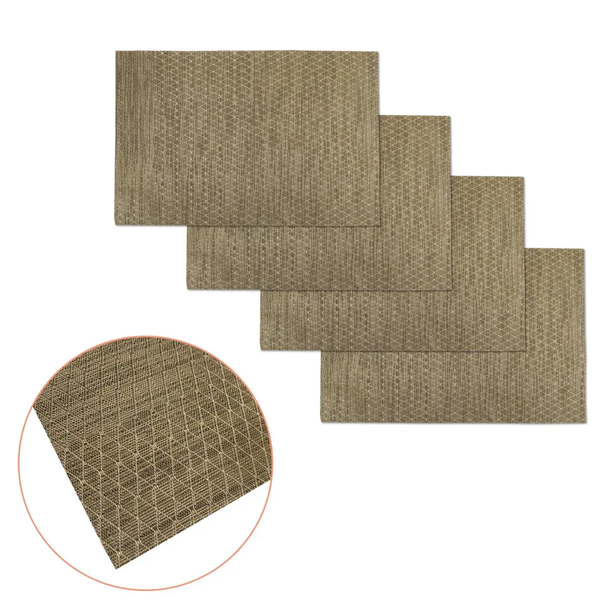 Set of 4 PVC Table Placemats Diamonds Gold Set of 4 PVC Table Placemats Diamonds Gold