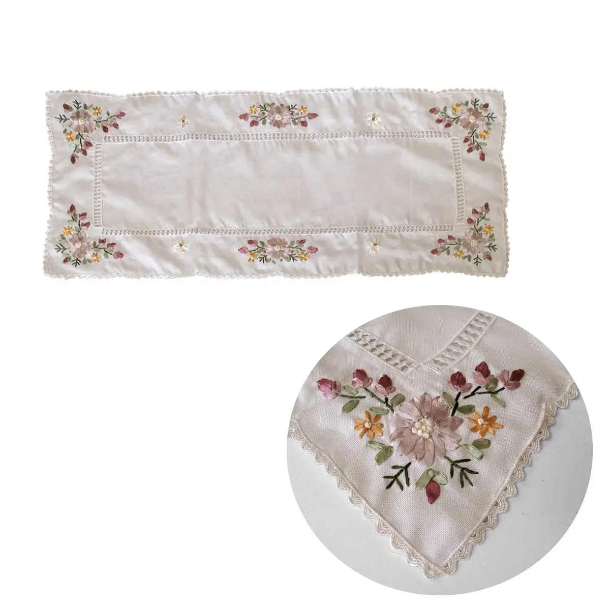 Victoriana White Applique Embroidered Table Runner 40 x 90 cm Victoriana White Applique Embroidered Table Runner 40 x 90 cm