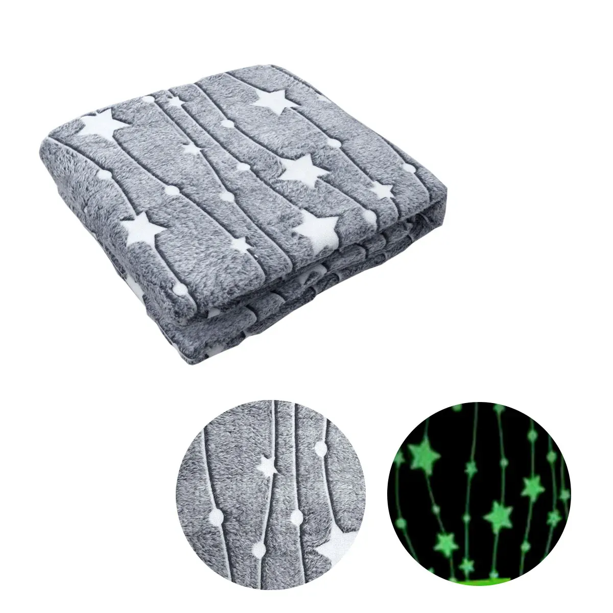 Grey Stars Glow in the Dark Throw Rug 125x152 cm Grey Stars Glow in the Dark Throw Rug 125x152 cm