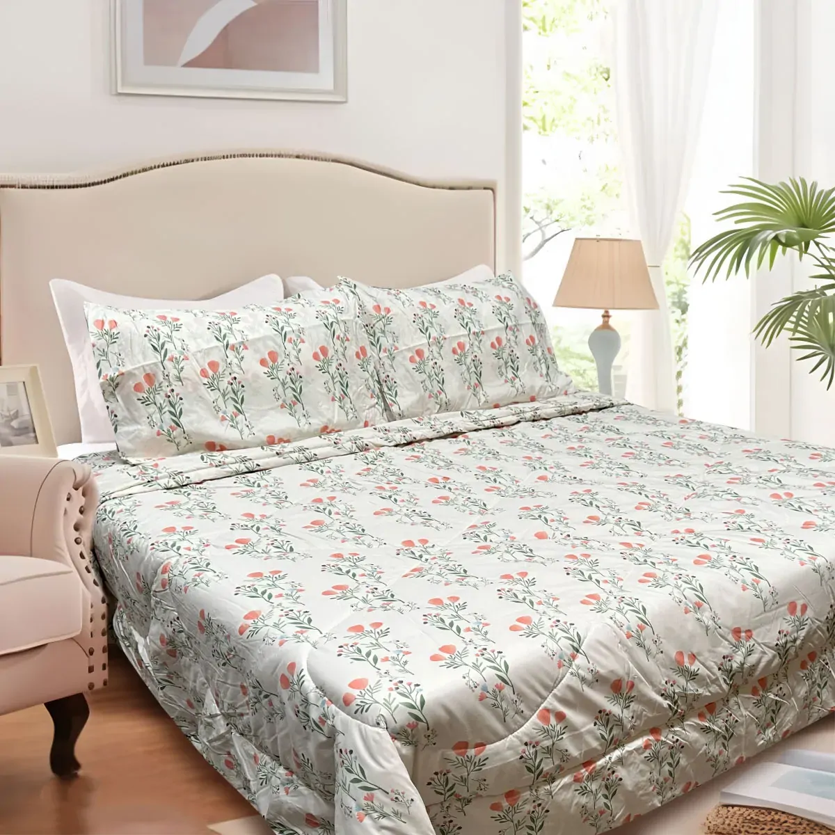 Hotel Living 3 Pce Light Weight Comforter Set Queen/King Corbett Floral Circles Hotel Living 3 Pce Light Weight Comforter Set Queen/King Corbett Floral Circles