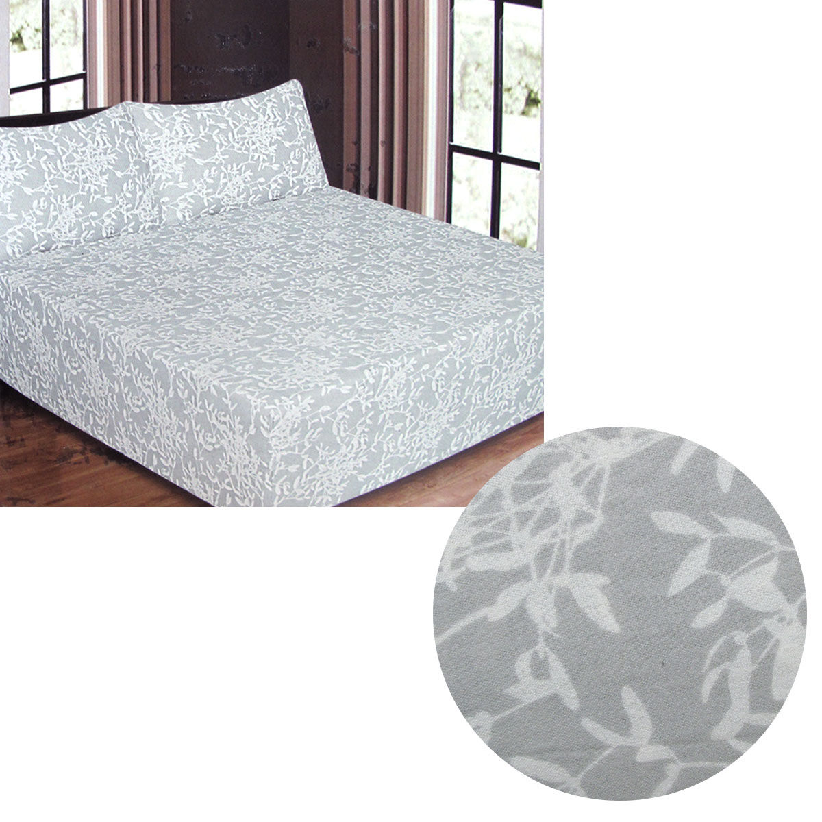 ICF Store Cotton Flannel Combo Fitted Sheet Set Queen Leaves ICF Store Cotton Flannel Combo Fitted Sheet Set Queen Leaves