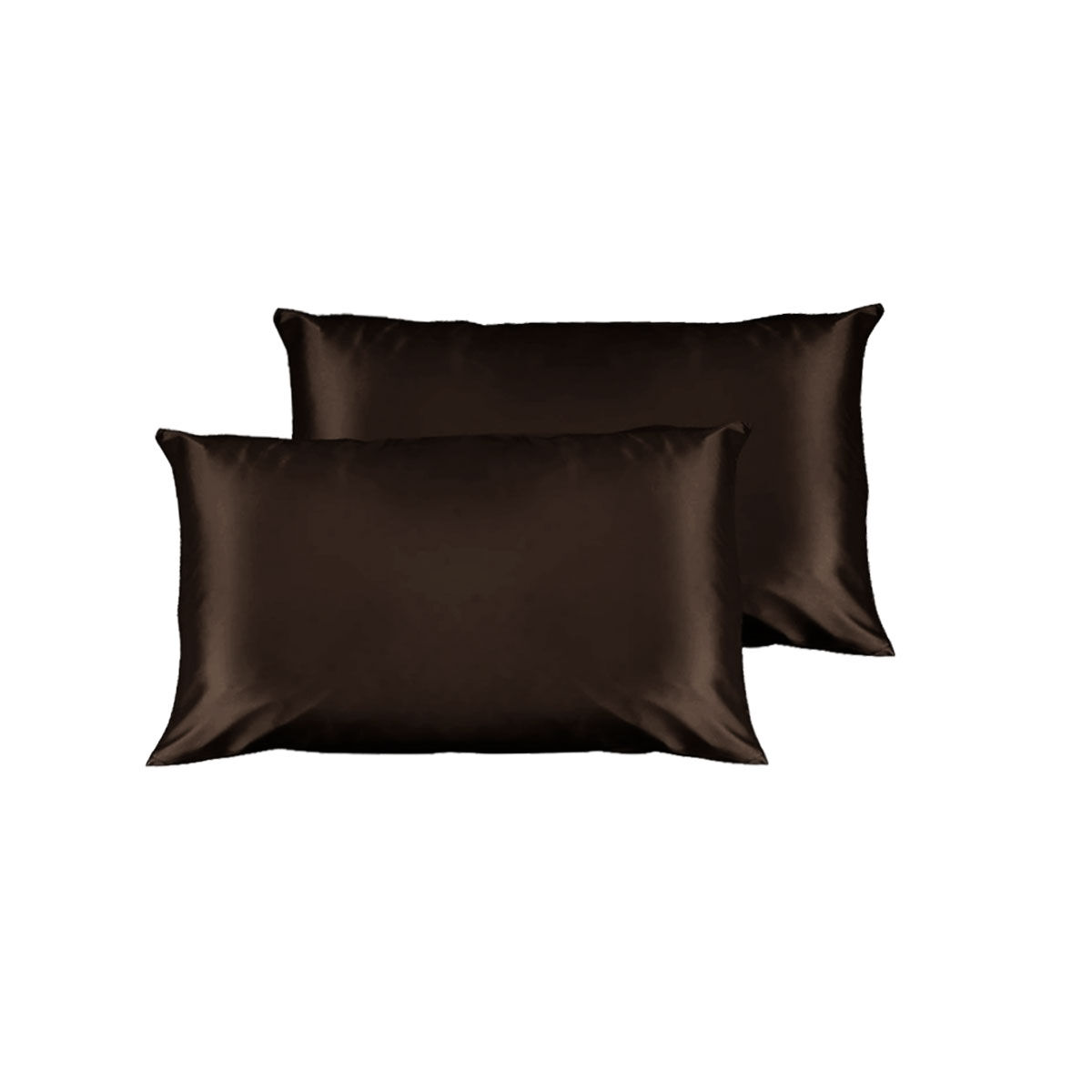 Pair of Satin Standard Pillowcases Chocolate 48 x 73 cm x 15cm (Flap) Pair of Satin Standard Pillowcases Chocolate 48 x 73 cm x 15cm (Flap)