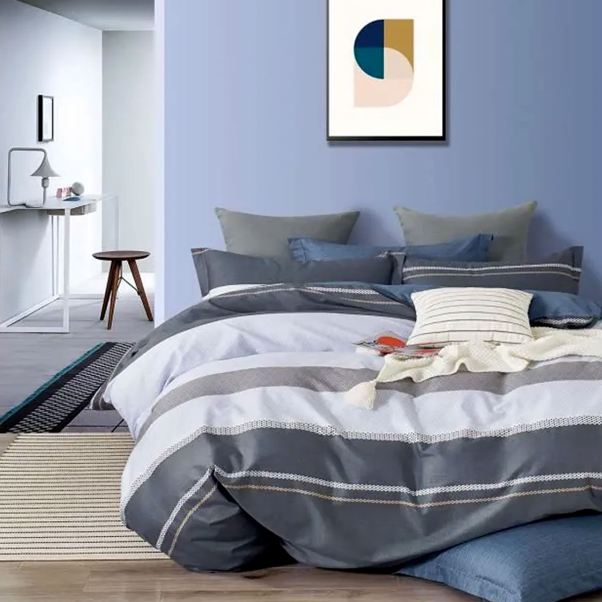 Pani Charcoal Reversible Quilt Cover Set Queen Pani Charcoal Reversible Quilt Cover Set Queen