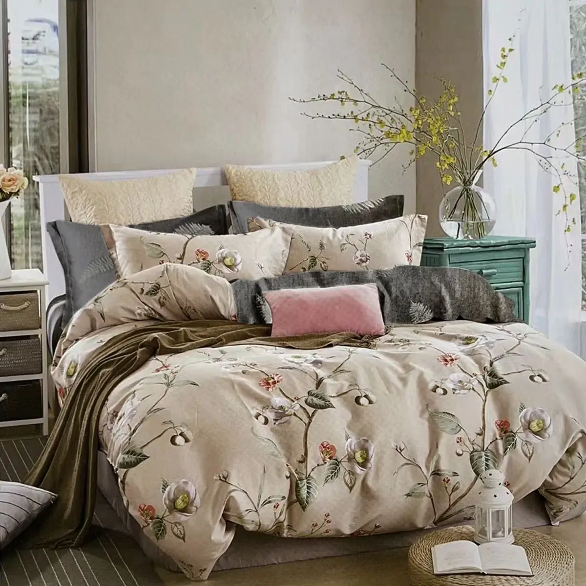 Bliss 100% Cotton Reversible Quilt Cover Set Queen Bliss 100% Cotton Reversible Quilt Cover Set Queen