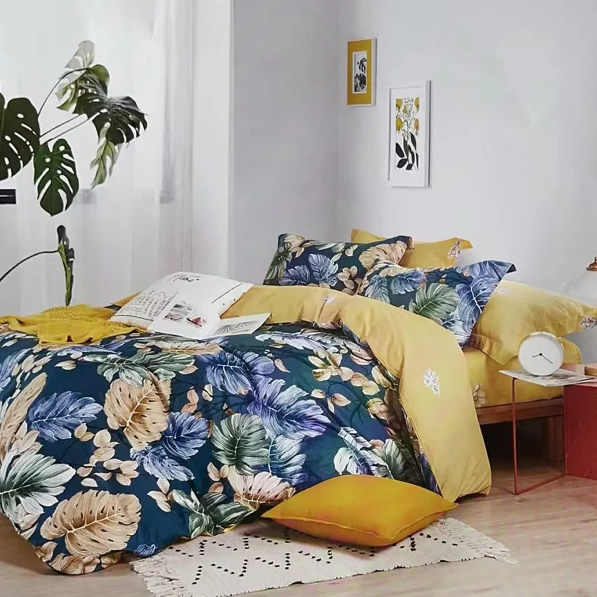 Botanical House 100% Cotton Reversible Quilt Cover Set King Botanical House 100% Cotton Reversible Quilt Cover Set King