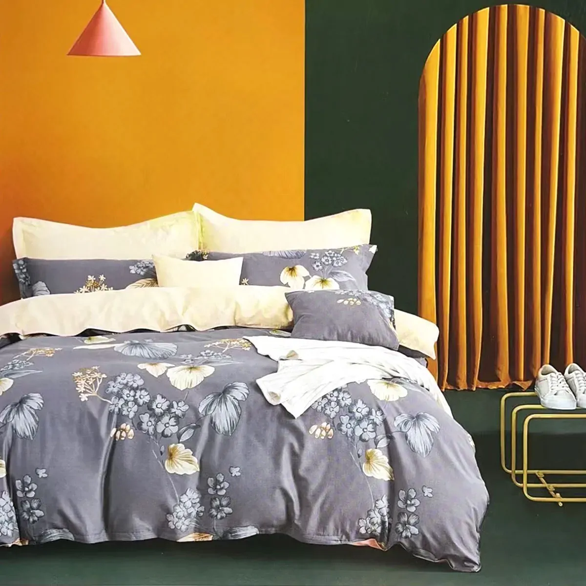 Harlo Grey 100% Cotton Reversible Quilt Cover Set King Harlo Grey 100% Cotton Reversible Quilt Cover Set King