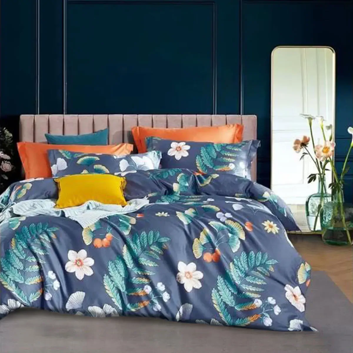 400TC Cotton Sateen Quilt Cover Set Mirade Garden King 400TC Cotton Sateen Quilt Cover Set Mirade Garden King