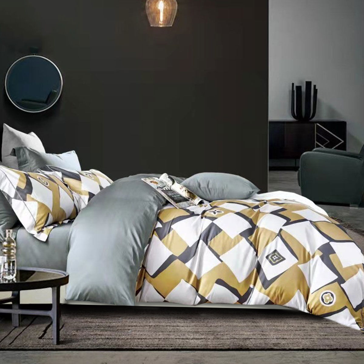 400TC Cotton Sateen Quilt Cover Set Modern Art Queen 400TC Cotton Sateen Quilt Cover Set Modern Art Queen