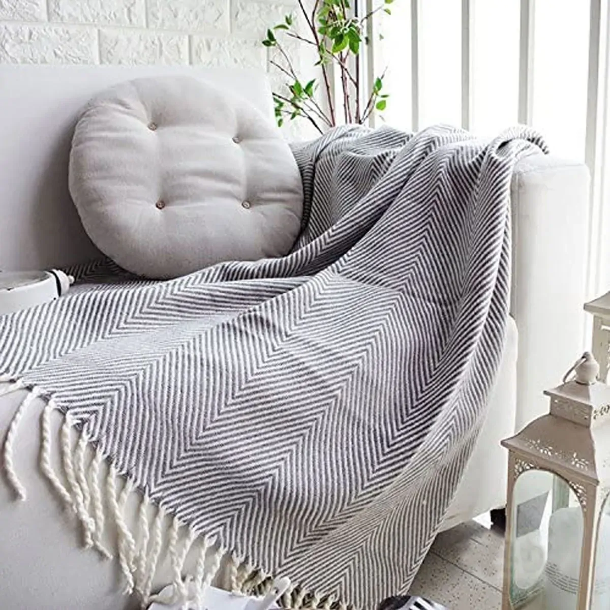 Atlantis Herringbone Grey Knitted Throw Rug Atlantis Herringbone Grey Knitted Throw Rug