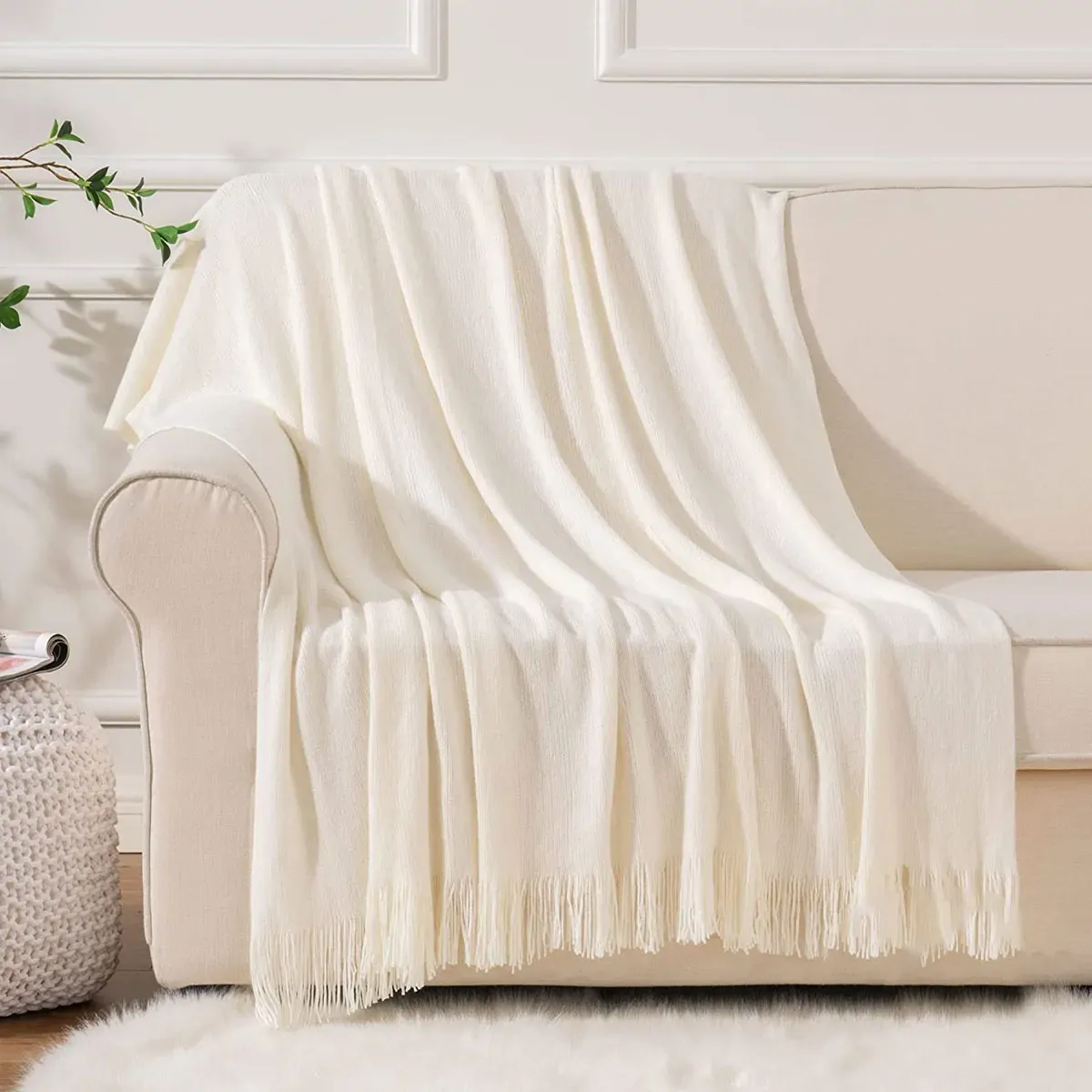 Bahamas Ivory Woven Throw Rug Bahamas Ivory Woven Throw Rug