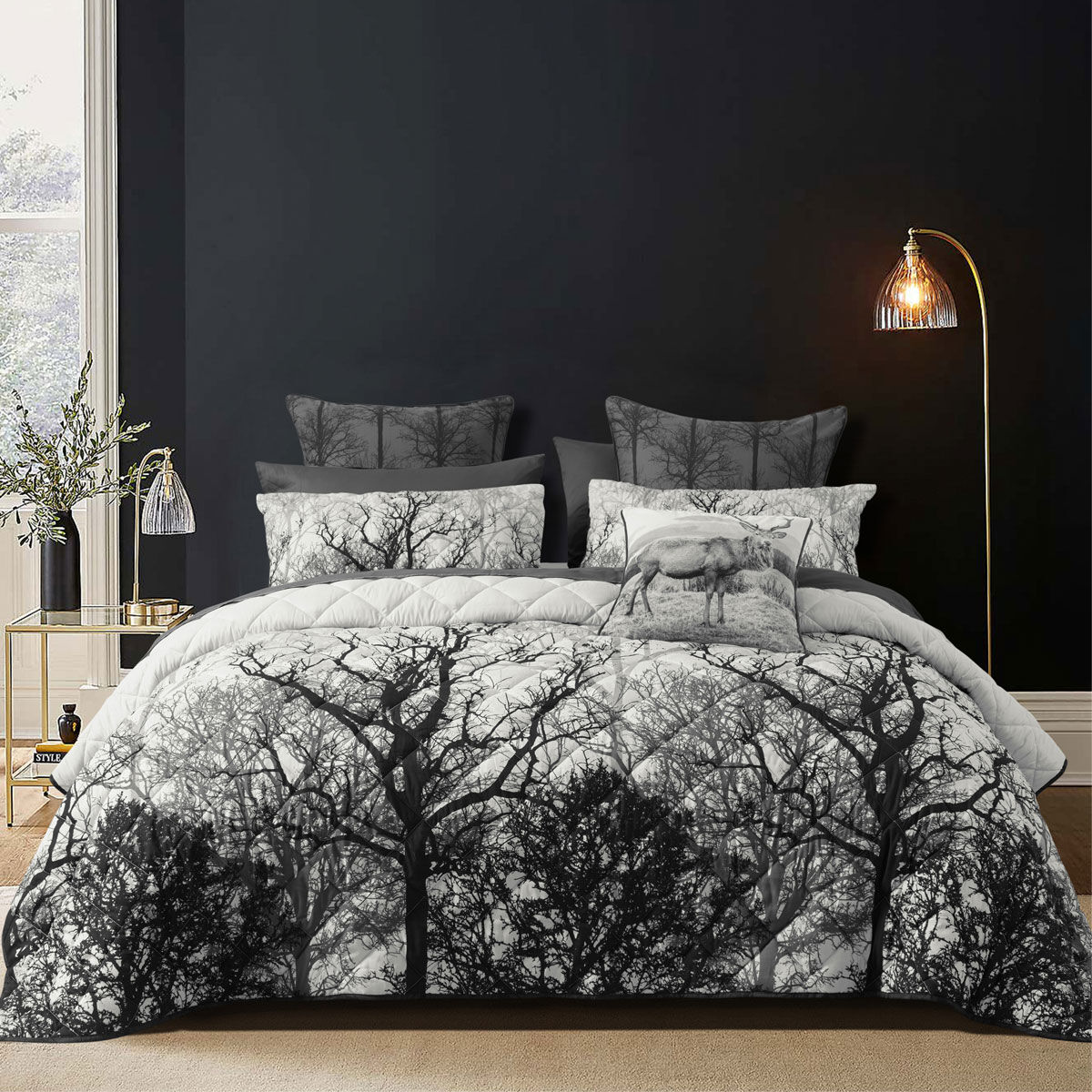 Bianca Boscage Black Forest Printed Quilted Polyester Coverlet Set Single/Double Bianca Boscage Black Forest Printed Quilted Polyester Coverlet Set Single/Double