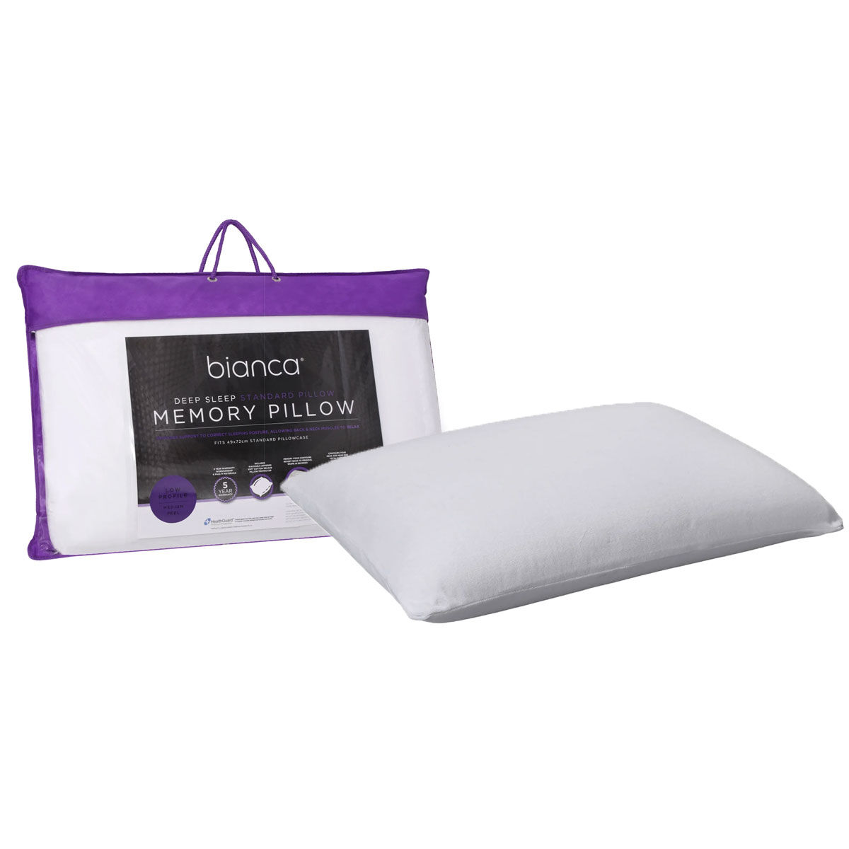 Bianca Memory Foam Low Profile Standard Pillow 65 x 40 cm Bianca Memory Foam Low Profile Standard Pillow 65 x 40 cm