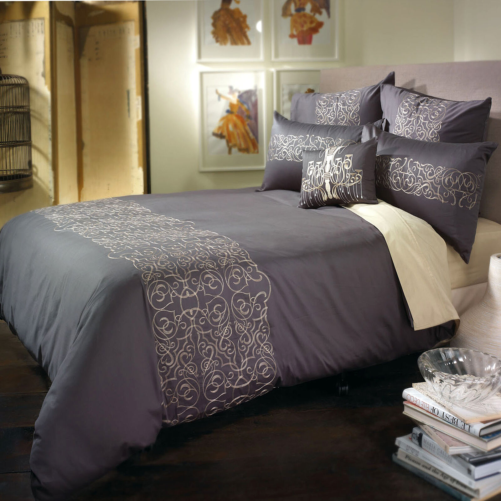 Bianca Maddox Charcoal Quilt Cover Set Queen Bianca Maddox Charcoal Quilt Cover Set Queen