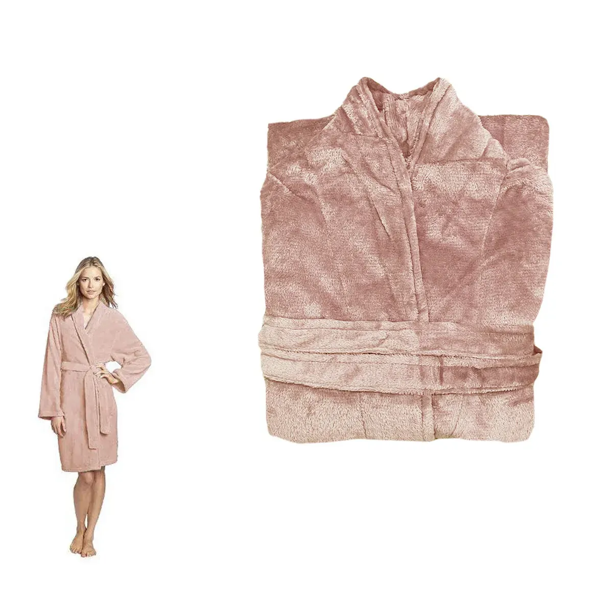 190GSM Ultra Soft Plush Fleece Bath Robe Dusty Rose XL 190GSM Ultra Soft Plush Fleece Bath Robe Dusty Rose XL