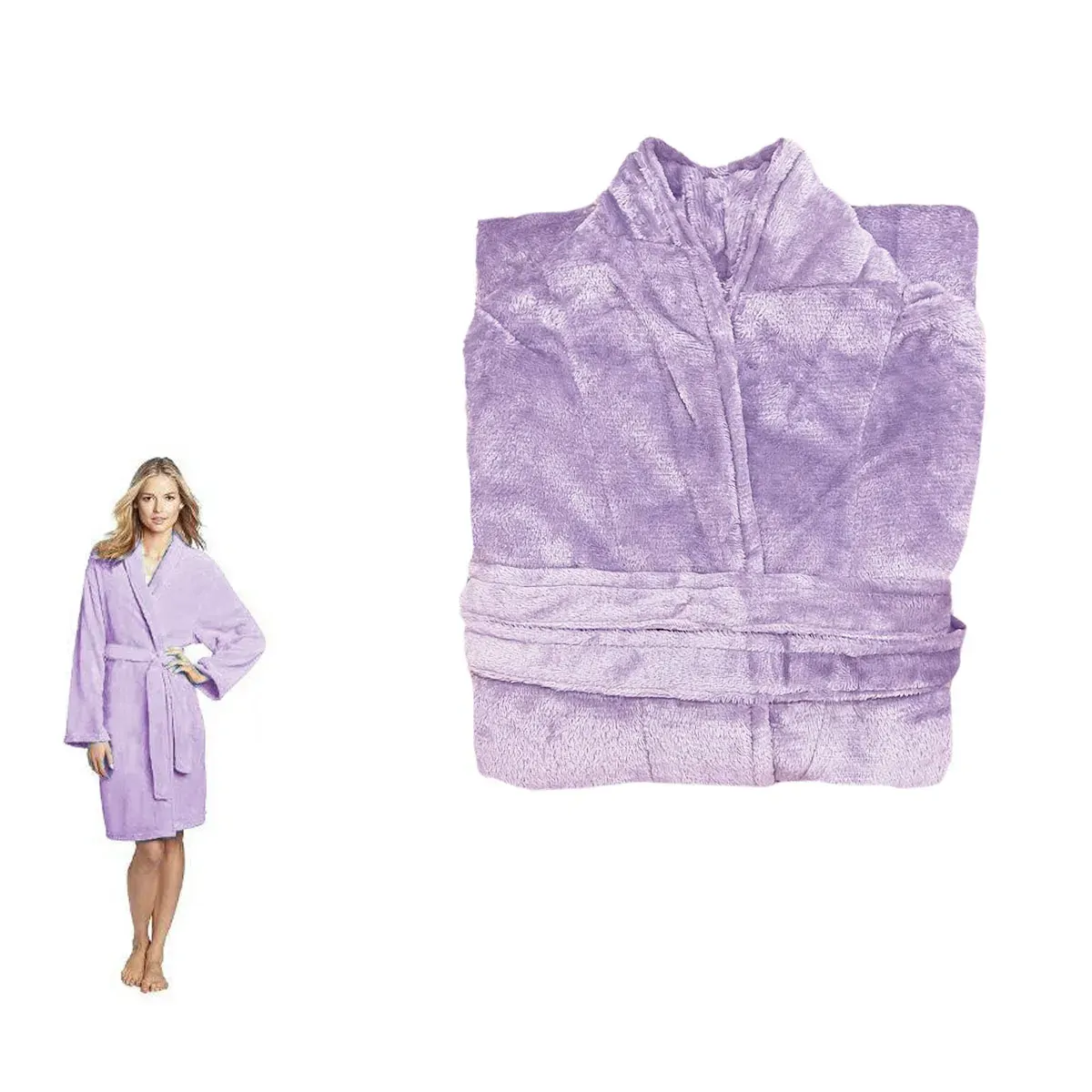 190GSM Ultra Soft Plush Fleece Bath Robe Lilac XL 190GSM Ultra Soft Plush Fleece Bath Robe Lilac XL