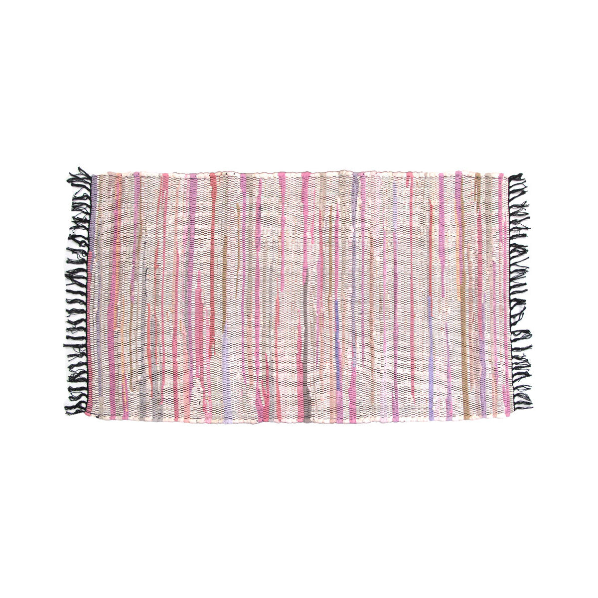 Tonal Chindi Cotton Handmade Floor Mat with Tassels 70 x 120 cm Pink Tonal Chindi Cotton Handmade Floor Mat with Tassels 70 x 120 cm Pink