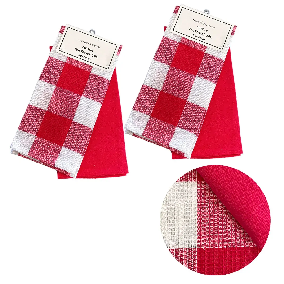 Set of 4 Cotton Waffle Checkered & Plain Dyed Tea Towels 50cm x 70cm Black Set of 4 Cotton Waffle Checkered & Plain Dyed Tea Towels 50cm x 70cm Black