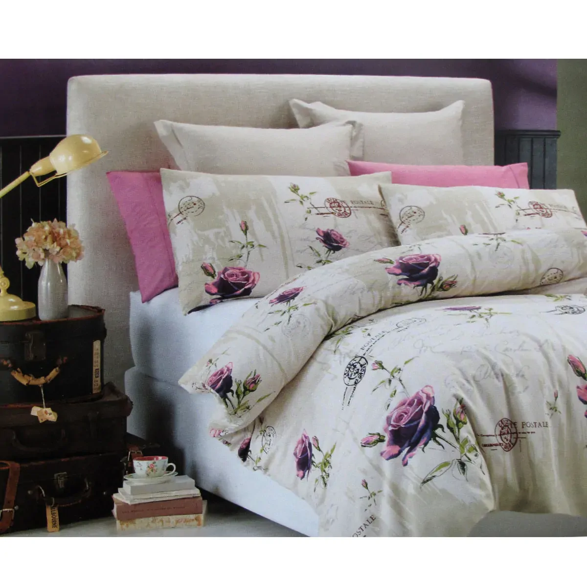 French Rose Easy Care Quilt Cover Set King French Rose Easy Care Quilt Cover Set King