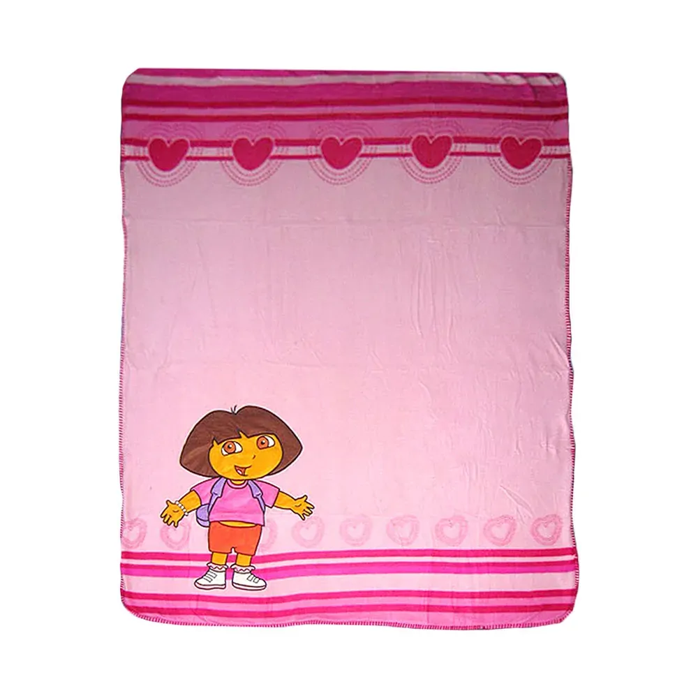 Polar Fleece Throw Rug Dora Explorer Thick and Embroidered Pink Heart 127 x 152 cm Polar Fleece Throw Rug Dora Explorer Thick and Embroidered Pink Heart 127 x 152 cm