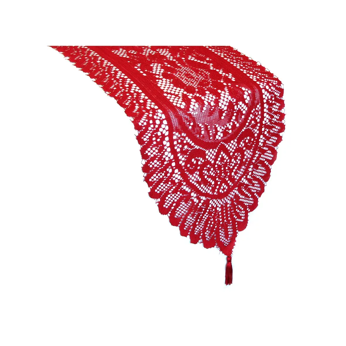 Logan White Lace Table Runner with Tassle 33 x 137 cm Logan White Lace Table Runner with Tassle 33 x 137 cm