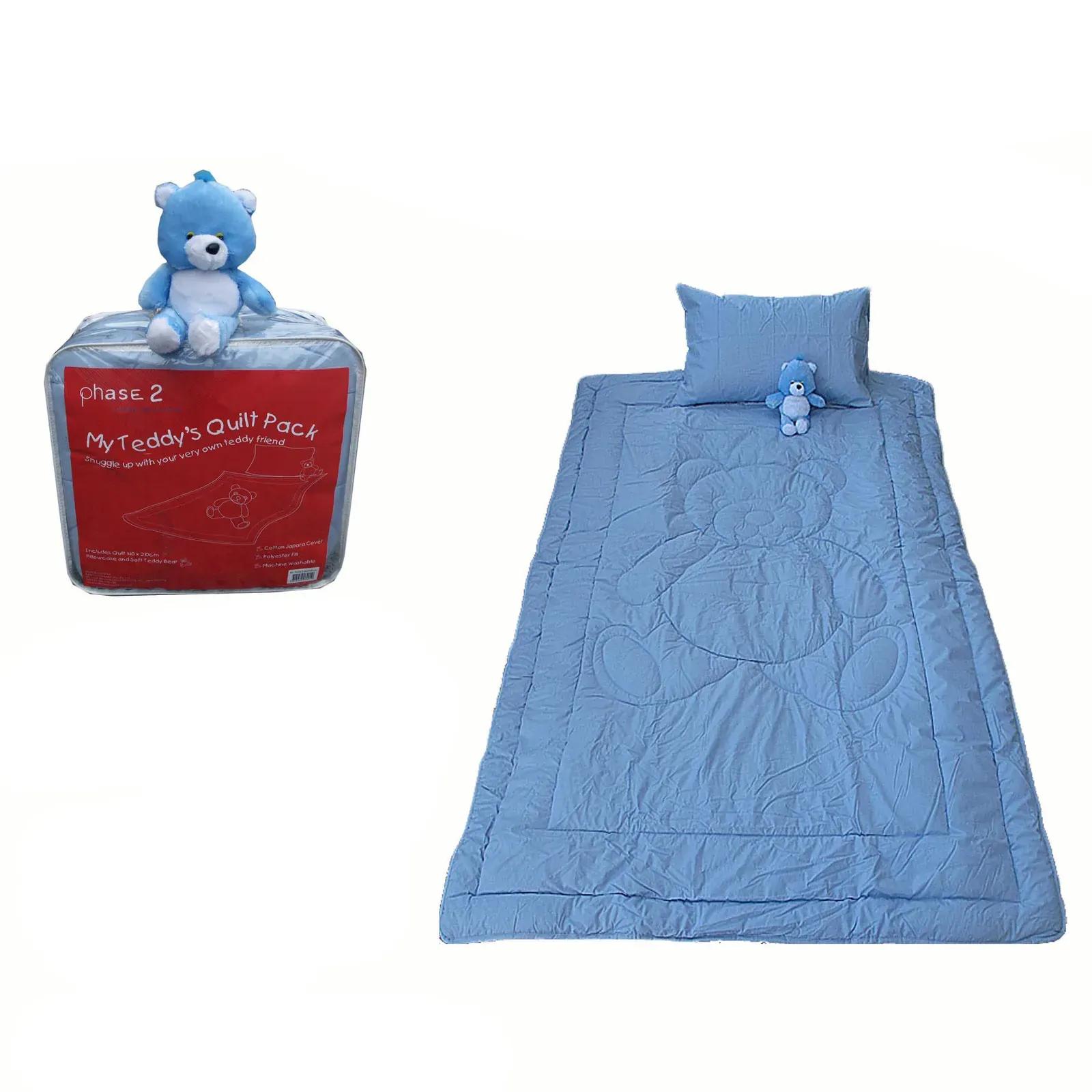My Teddy's Quilt / Comforter Set with Toy Blue Single My Teddy's Quilt / Comforter Set with Toy Blue Single